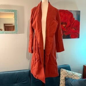Tahari Womens Size S Small Rust Cardigan Style Collared Wool Blend Jacket